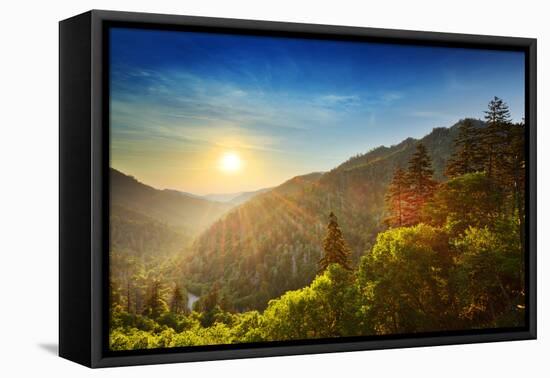 Sunset at the Newfound Gap in the Great Smoky Mountains.-SeanPavonePhoto-Framed Stretched Canvas