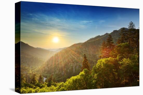 Sunset at the Newfound Gap in the Great Smoky Mountains.-SeanPavonePhoto-Stretched Canvas