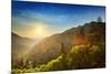 Sunset at the Newfound Gap in the Great Smoky Mountains.-SeanPavonePhoto-Mounted Photographic Print