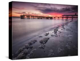 Sunset at the Pier on St. Simon Island, Georgia-Frances Gallogly-Stretched Canvas