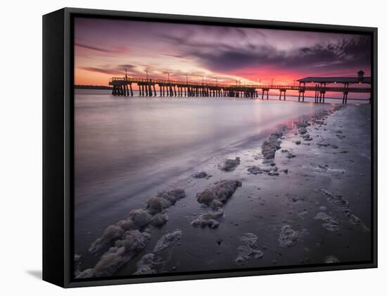 Sunset at the Pier on St. Simon Island, Georgia-Frances Gallogly-Framed Stretched Canvas