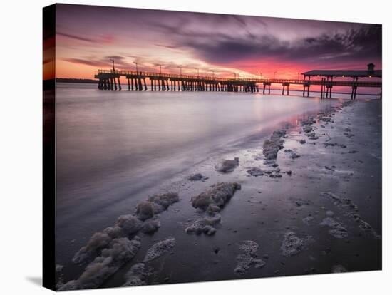 Sunset at the Pier on St. Simon Island, Georgia-Frances Gallogly-Stretched Canvas