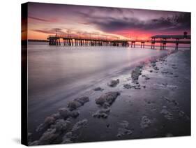 Sunset at the Pier on St. Simon Island, Georgia-Frances Gallogly-Stretched Canvas