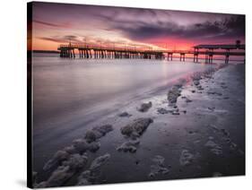 Sunset at the Pier on St. Simon Island, Georgia-Frances Gallogly-Stretched Canvas