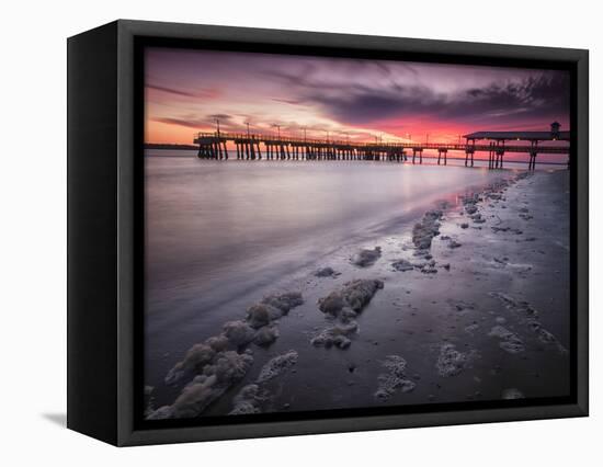 Sunset at the Pier on St. Simon Island, Georgia-Frances Gallogly-Framed Stretched Canvas