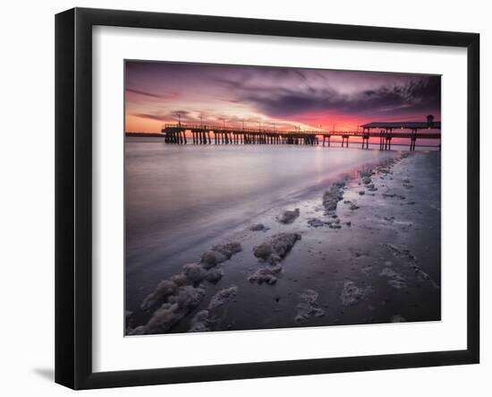 Sunset at the Pier on St. Simon Island, Georgia-Frances Gallogly-Framed Photographic Print