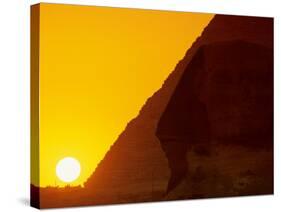 Sunset at the Pyramid of Khafre and Sphinx at Giza, 4th Dynasty, Old Kingdom, Egypt-Kenneth Garrett-Stretched Canvas