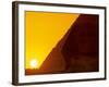 Sunset at the Pyramid of Khafre and Sphinx at Giza, 4th Dynasty, Old Kingdom, Egypt-Kenneth Garrett-Framed Photographic Print