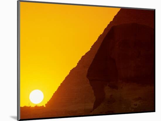 Sunset at the Pyramid of Khafre and Sphinx at Giza, 4th Dynasty, Old Kingdom, Egypt-Kenneth Garrett-Mounted Photographic Print