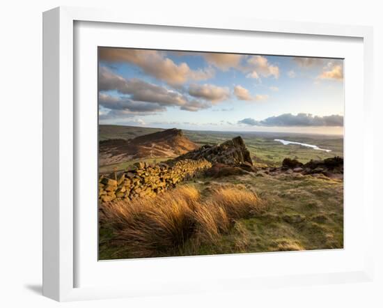 Sunset at the Roaches Including Tittesworth Reservoir, Staffordshire Moorlands, Peak District Natio-Chris Hepburn-Framed Photographic Print