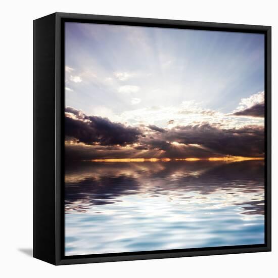 Sunset at the Sea. Beautiful Nature: Water and Sky-Oksana Kovach-Framed Stretched Canvas