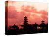 Sunset at the Temple by the Sea, Tenah Lot, Bali, Indonesia-Bill Bachmann-Stretched Canvas