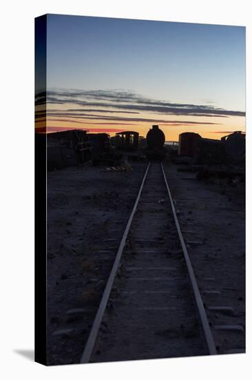 Sunset at the Train Graveyard in Uyuni, Bolivia-Alex Saberi-Stretched Canvas