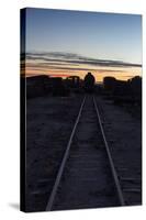 Sunset at the Train Graveyard in Uyuni, Bolivia-Alex Saberi-Stretched Canvas