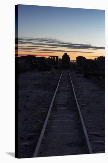 Sunset at the Train Graveyard in Uyuni, Bolivia-Alex Saberi-Stretched Canvas