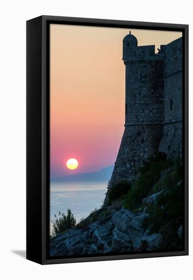 Sunset at the Walls of Old Town, Dubrovnik, UNESCO World Heritage Site, Croatia, Europe-Karen Deakin-Framed Stretched Canvas