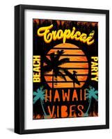 Sunset at Tropical Beach Hawaii-emeget-Framed Art Print