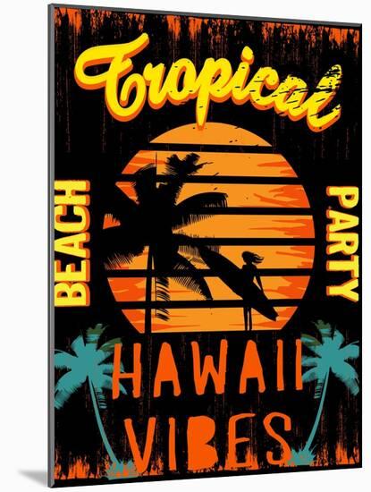 Sunset at Tropical Beach Hawaii-emeget-Mounted Art Print