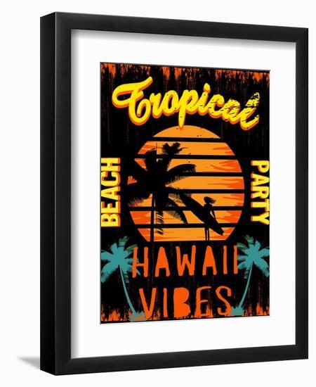 Sunset at Tropical Beach Hawaii-emeget-Framed Art Print