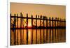 Sunset at U Bein Bridge. Pahtodawgyi Lake. Mandalay. Myanmar-Tom Norring-Framed Photographic Print