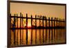 Sunset at U Bein Bridge. Pahtodawgyi Lake. Mandalay. Myanmar-Tom Norring-Framed Photographic Print