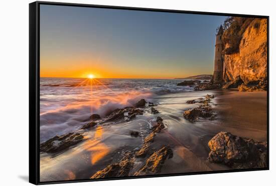 Sunset at Victoria Beach in Laguna Beach, Ca-Andrew Shoemaker-Framed Stretched Canvas
