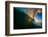 Sunset back lights a tubing wave-Mark A Johnson-Framed Photographic Print