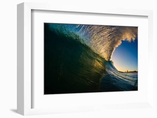 Sunset back lights a tubing wave-Mark A Johnson-Framed Photographic Print