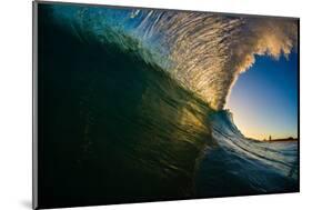 Sunset back lights a tubing wave-Mark A Johnson-Mounted Photographic Print