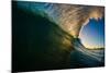 Sunset back lights a tubing wave-Mark A Johnson-Mounted Photographic Print