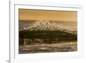 Sunset back lights a tubing wave-Mark A Johnson-Framed Photographic Print