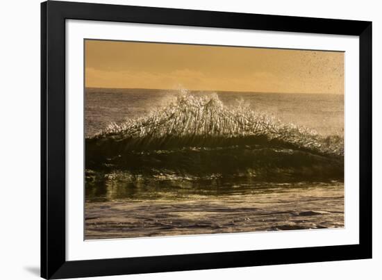 Sunset back lights a tubing wave-Mark A Johnson-Framed Photographic Print