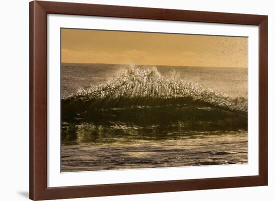 Sunset back lights a tubing wave-Mark A Johnson-Framed Photographic Print