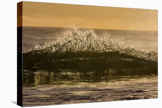 Sunset back lights a tubing wave-Mark A Johnson-Stretched Canvas