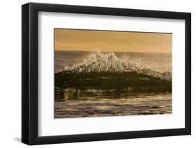 Sunset back lights a tubing wave-Mark A Johnson-Framed Photographic Print