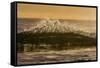 Sunset back lights a tubing wave-Mark A Johnson-Framed Stretched Canvas