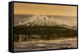 Sunset back lights a tubing wave-Mark A Johnson-Framed Stretched Canvas