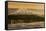 Sunset back lights a tubing wave-Mark A Johnson-Framed Stretched Canvas