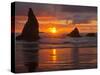 Sunset, Bandon Beach, Oregon, USA-Cathy & Gordon Illg-Stretched Canvas