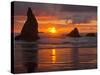 Sunset, Bandon Beach, Oregon, USA-Cathy & Gordon Illg-Stretched Canvas