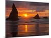 Sunset, Bandon Beach, Oregon, USA-Cathy & Gordon Illg-Mounted Photographic Print