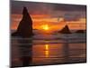 Sunset, Bandon Beach, Oregon, USA-Cathy & Gordon Illg-Mounted Photographic Print