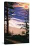 Sunset Beach and Surfers-Lantern Press-Stretched Canvas
