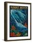 Sunset Beach - Calabash, North Carolina - Dolphin Paper Mosaic-Lantern Press-Framed Art Print