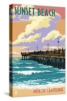 Sunset Beach - Calabash, North Carolina - Pier Scene-Lantern Press-Stretched Canvas