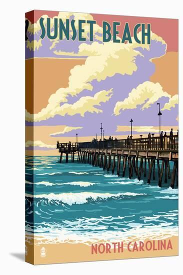 Sunset Beach - Calabash, North Carolina - Pier Scene-Lantern Press-Stretched Canvas