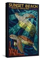 Sunset Beach - Calabash, North Carolina - Sea Turtle Paper Mosaic-Lantern Press-Stretched Canvas