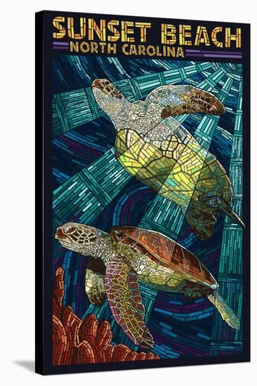 Sunset Beach - Calabash, North Carolina - Sea Turtle Paper Mosaic-Lantern Press-Stretched Canvas