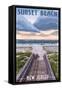 Sunset Beach, New Jersey - Beach Boardwalk Scene-Lantern Press-Framed Stretched Canvas