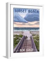 Sunset Beach, New Jersey - Beach Boardwalk Scene-Lantern Press-Framed Art Print